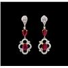 Image 1 : 3.56 ctw Ruby and Diamond Earrings - 18KT Two-Tone Gold