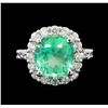 Image 2 : GIA Cert 7.46 ctw Emerald and Diamond Ring - 14KT White Gold