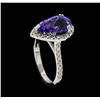 Image 4 : 3.06 Tanzanite and Diamond Ring - 14KT White Gold