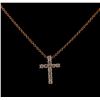 Image 1 : 0.34 ctw Diamond Cross Pendant With Chain - 14KT Rose Gold