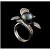 Image 4 : 0.53 ctw Diamond and Pearl Ring - 14KT White Gold