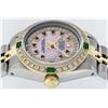 Image 2 : Rolex Two-Tone Pink MOP Ruby and Emerald Diamond DateJust Ladies Watch