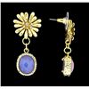 Image 2 : Flower Charm Stone and Crystal Earrings - Gold Plated