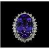 Image 2 : 14.88 ctw Tanzanite and Diamond Ring - 14KT White Gold