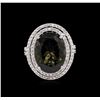 Image 2 : 8.15 ctw Green Tourmaline and Diamond Ring - 14KT White Gold