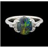 Image 2 : 1.28 ctw Black Opal and Diamond Ring - Platinum