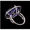 Image 3 : 18KT White Gold GIA Certified 30.19 ctw Tanzanite and Diamond Ring