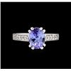 Image 2 : 1.93 ctw Tanzanite and Diamond Ring - 14KT White Gold