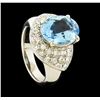 Image 4 : 3.80 ctw Aquamarine and Diamond Ring - Platinum