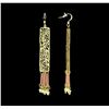 Image 2 : Filigree Tassel Drop Earrings - Gold Plated