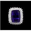 Image 2 : 14KT White Gold GIA Certified 27.79 ctw Tanzanite and Diamond Ring