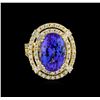 Image 2 : 11.16 ctw Tanzanite and Diamond Ring - 14KT Yellow Gold