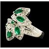 Image 1 : 1.18 ctw Emerald and Diamond Ring - Platinum