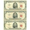 Image 1 : 1963 $5 VG/XF Red Seal Note Lot of 3