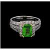 Image 2 : 1.91 ctw Tsavorite and Diamond Ring - 14KT White Gold