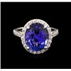 Image 2 : 5.48 ctw Tanzanite and Diamond Ring - 14KT White Gold