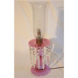 Cranberry hobnailed opalescent electrified lamp