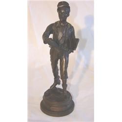 Figural bronze statue of Paris paperboy