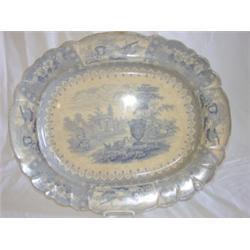 Blue transfer ware meat platter