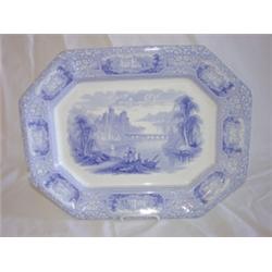 Blue transfer ware meat platter