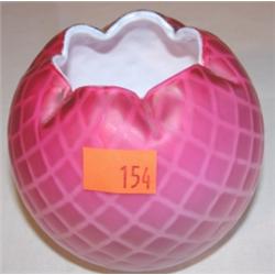 American Beauty diamond quilted satin glass rose bowl