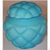 Image 1 : Puffy blue diamond quilted satin glass cracker jar