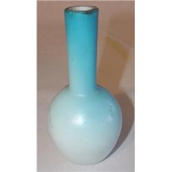 Blue opalescent satin glass vase