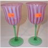 Image 1 : Pair of Steuben cranberry wine glasses in the Oriental poppy pattern