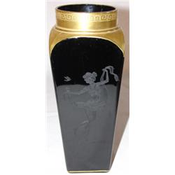 Black amethyst cameo vase