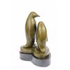 Image 8 : Penguin Trio Bronze Sculpture on marble base Figurine