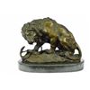 Image 1 : Snake And Lion Bronze Sculpture on marble base Statue