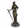 Image 10 : Persian Princess With Sword Bronze Sculpture on Marble Base Figurine