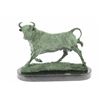 Image 1 : Solid Bronze Sculpture Of A Bull on Marble Base