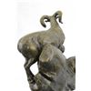 Image 2 : Two Rams On A Cliff Bronze Sculpture on Marble Base Statue