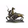 Image 1 : 23 LBS Buffalo Hunt Solid Bronze Statue on Marble base (13"X18")