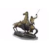 Image 7 : 23 LBS Buffalo Hunt Solid Bronze Statue on Marble base (13"X18")