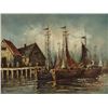 Image 2 : Absolutely Breathtaking Signed Port Scene in Oil