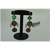 Image 2 : Two coin green Aqeeq Stone handmade Earring