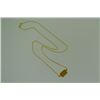 Image 2 : 18K gold rectangle pink quartz with diamonds and chain Pendant