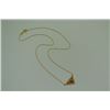 Image 2 : 18K gold triangular pink quartz with diamonds with chain handmade Pendant