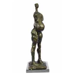 Art Mid Century Pregnant Lady Bronze Sculpture (17"X6")