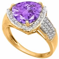 Natural Amethyst & Diamond Ring