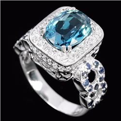 Natural London Blue Topaz & Sapphire Ring