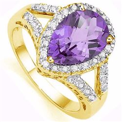 Natural Amethyst & Diamond Ring