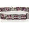 Image 2 : #5-STERLING SILVER RUBY(7.0CT) & CZ BRACELET