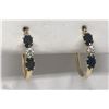 Image 1 : #9-9K GOLD SAPPHIRE(1.40CT)& DIAMOND EARRINGS