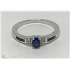 Image 1 : #36-STERLING SILVER SAPPHIRE(0.3CT) & CZ RING
