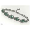 Image 1 : #37-STERLING SILVER EMERALD & CZ BRACELET