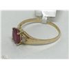 Image 2 : #38-14K GOLD RUBY(0.67CT) & DIAMOND RING