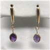 Image 1 : #42-14K GOLD AMETHYST & DIAMOND EARRINGS